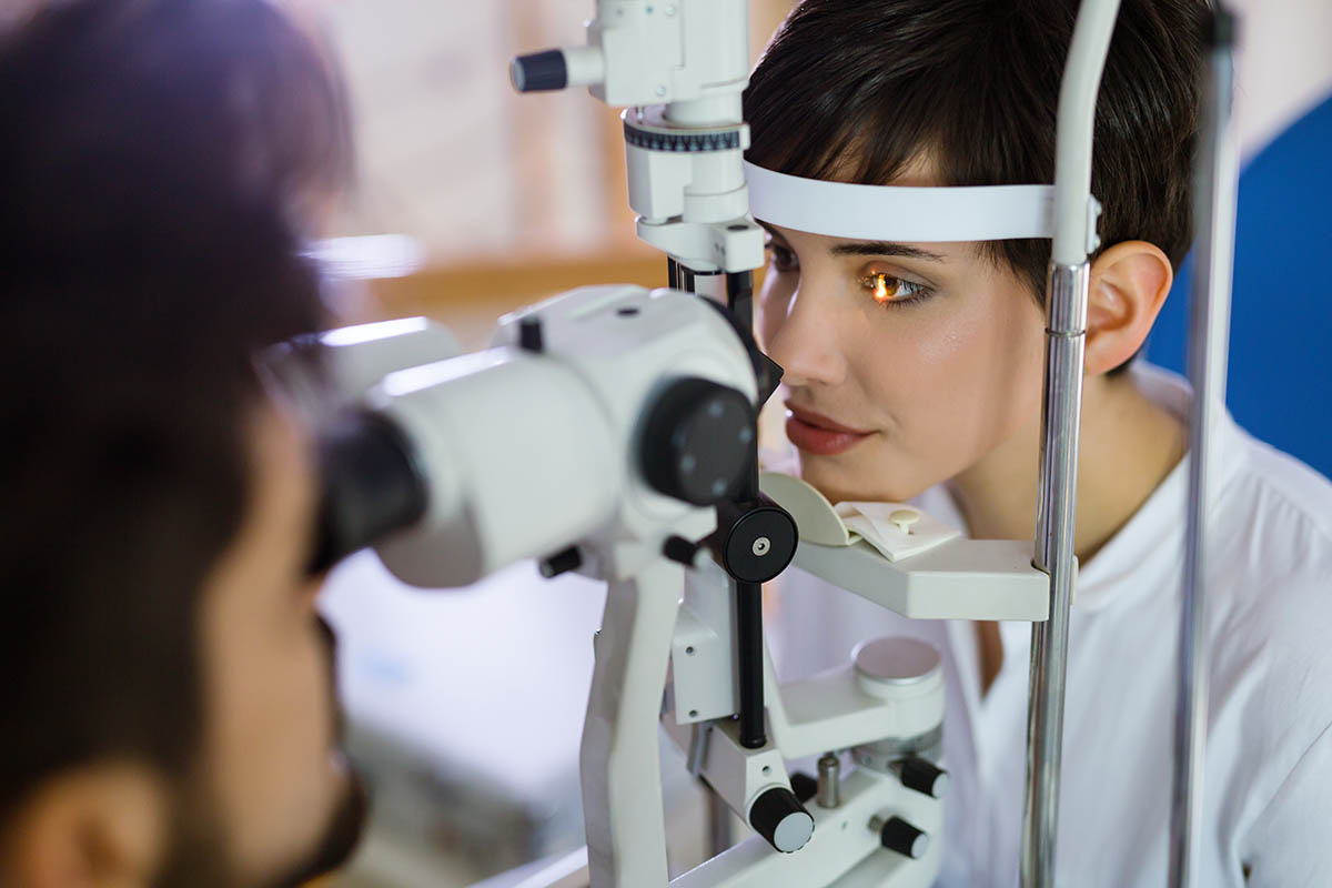 Checking eyesight in a clinic